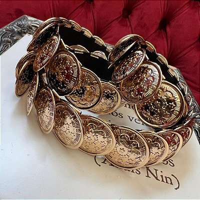 Cinto Moedas Textura Dourado