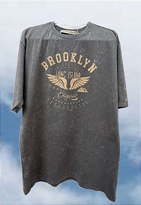 Maxi T-shirt Brooklyn Cinza Estonado