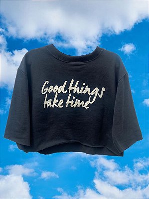 Cropped Moletom Good Things Preto