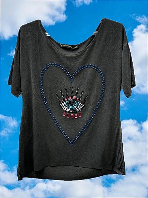 Blusa Coração Olho Cinza