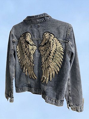 Jaqueta Jeans Asas Dourada