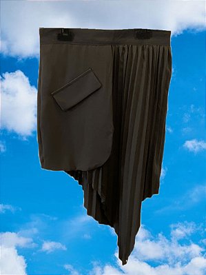 Saia Assimétrica Alfaiataria Preta