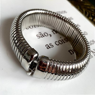 Bracelete Faixa Riscas Prateado