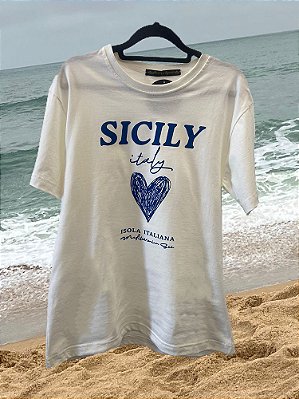 T-shirt Sicily Italy Off White