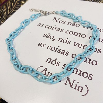 Colar Elos Esmaltados Azul