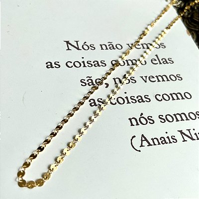 Colar Longo Pastilhas Dourado