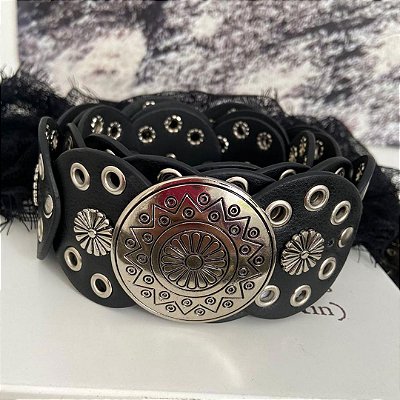 Cinto Círculos Mandala Preto