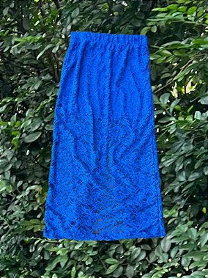 Saia Midi Renda Azul