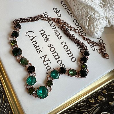 Colar Círculos Verde Cobre