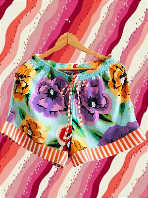 Shorts Flores Barra Listras