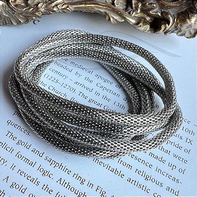 Conjunto Pulseira Malha Prateado