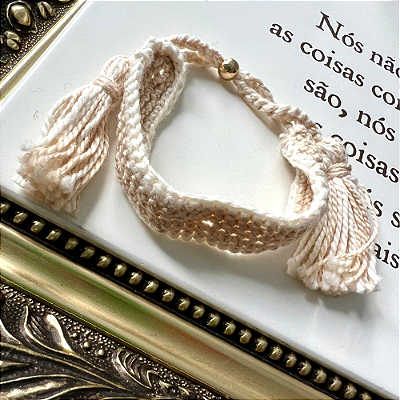 Pulseira Crochê Bege
