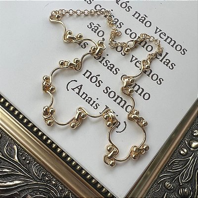 Colar Alça Esferas Dourado