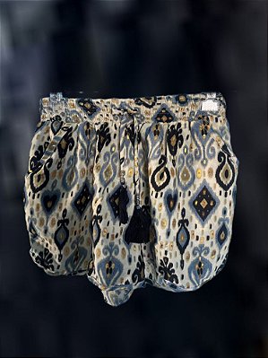 Shorts Estampado Azul Bege