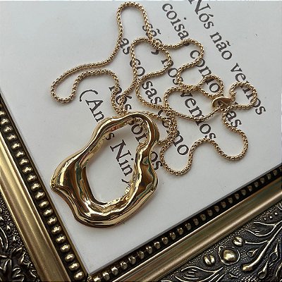 Colar Longo Pingente Dourado