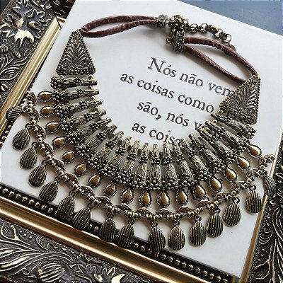 Colar Gola Gotas Dourado Vintage
