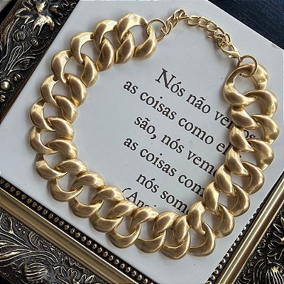 Colar Elos Achatado Dourado