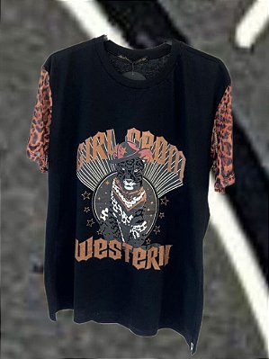T-shirt Western Preta