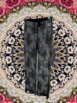 Calça Pantalona Renda Delicada Preta