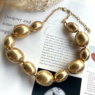 Colar Gomos Dourado Fosco