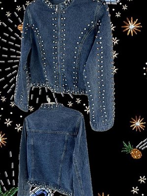 Jaqueta Jeans Spikes Pedrinhas