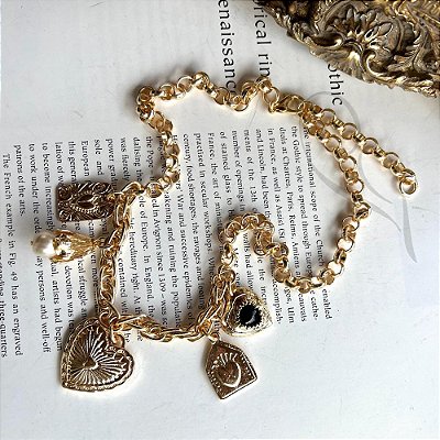 Colar Elos Corações Dourado