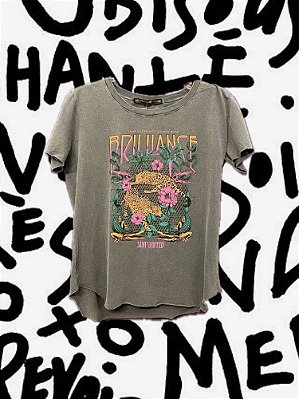 T-Shirt Chumbo Dois Tigres Flores