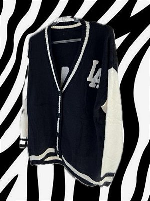 Cardigan LA Preto Branco