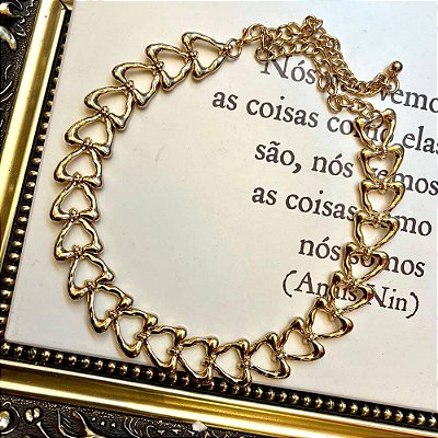 Colar Dourado Corações Orgânicos