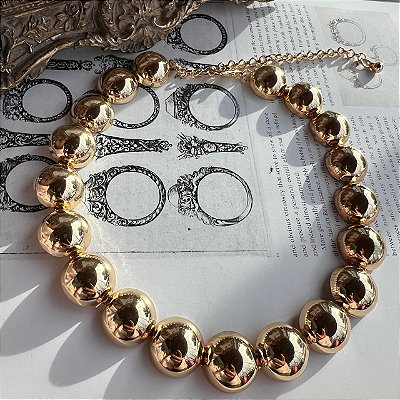 Colar Meia Esferas Dourado