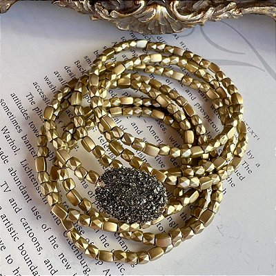 Conjunto Pulseiras Pirita Dourado Fosco