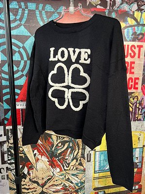 Blusa Tricot Trevo Preto