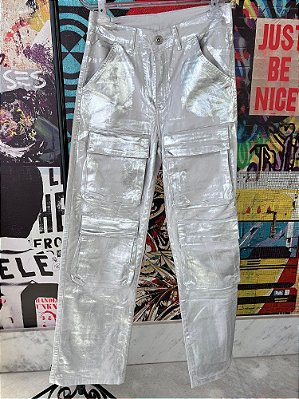 Calça Cargo Prateado