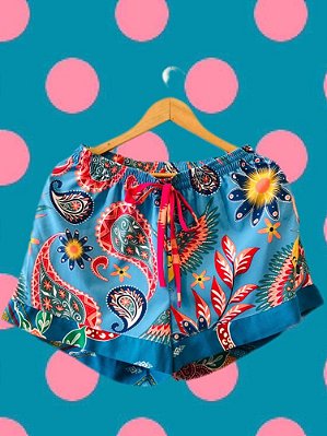 Shorts Paisley Barra Azul