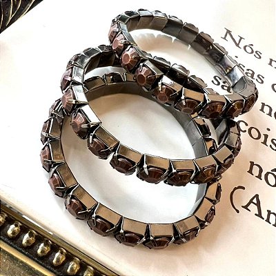 Conjunto Pulseiras Strass Marrom