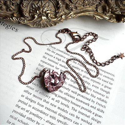 Colar Coração Rosa Cobre