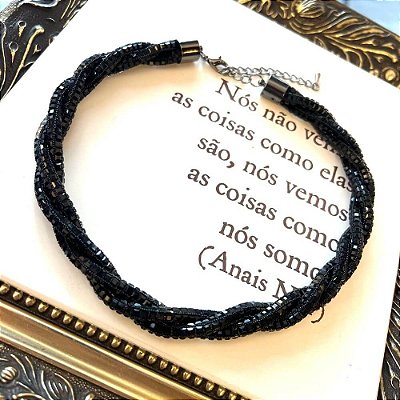 Colar Vidrilhos Trançado  Preto