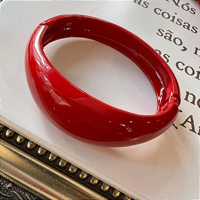 Bracelete Abaulado Slim Esmaltado Vermelho