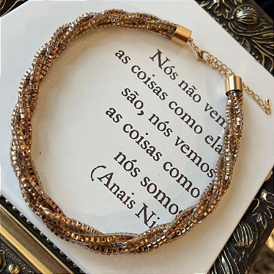 Colar Trançado Vidrilhos Dourado