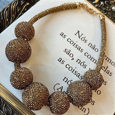 Colar Esferas Shine Dourado
