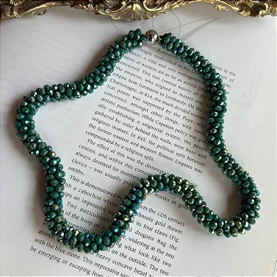 Colar Fio Multi Cristais Verde