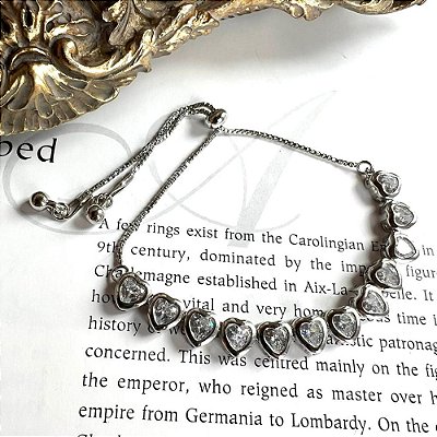 Pulseira Riviera Corações Prateado