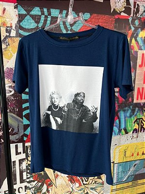 T-shirt Marilyn Tupac Azul Marinho
