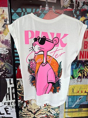 T-shirt Pantera Cor De Rosa Off White