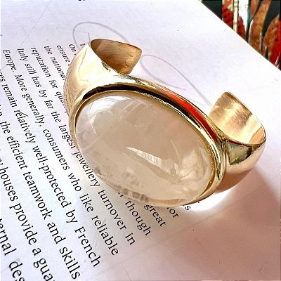 Bracelete Pedra Oval Quartzo