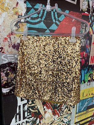 Saia Paetês Curta Dourada