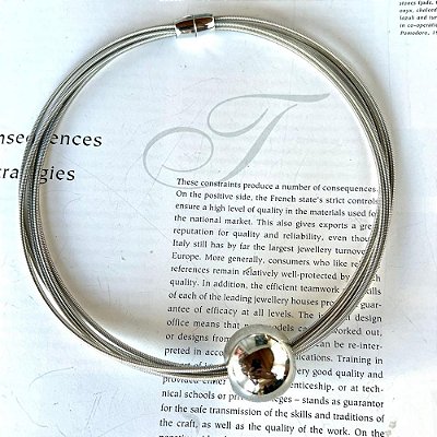 Colar Esfera Fios Violão Prateado