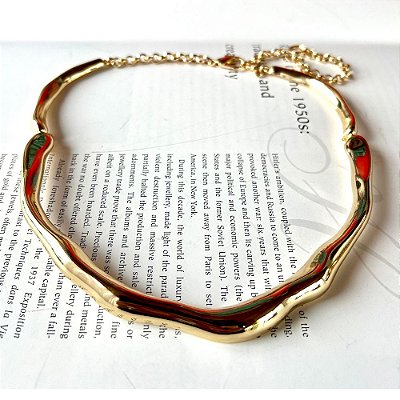 Choker Rígida Orgânico Dourado