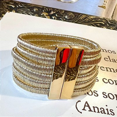 Bracelete Fios Lurex Dourado