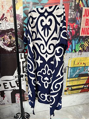 Pareô Arabesco Azul Marinho